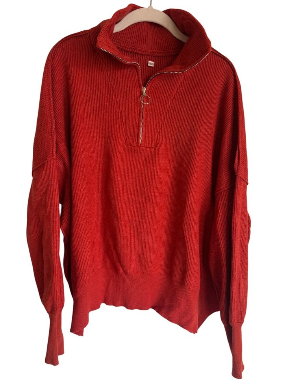 Burnt Orange Quarter Zip Sweater - Women's Large